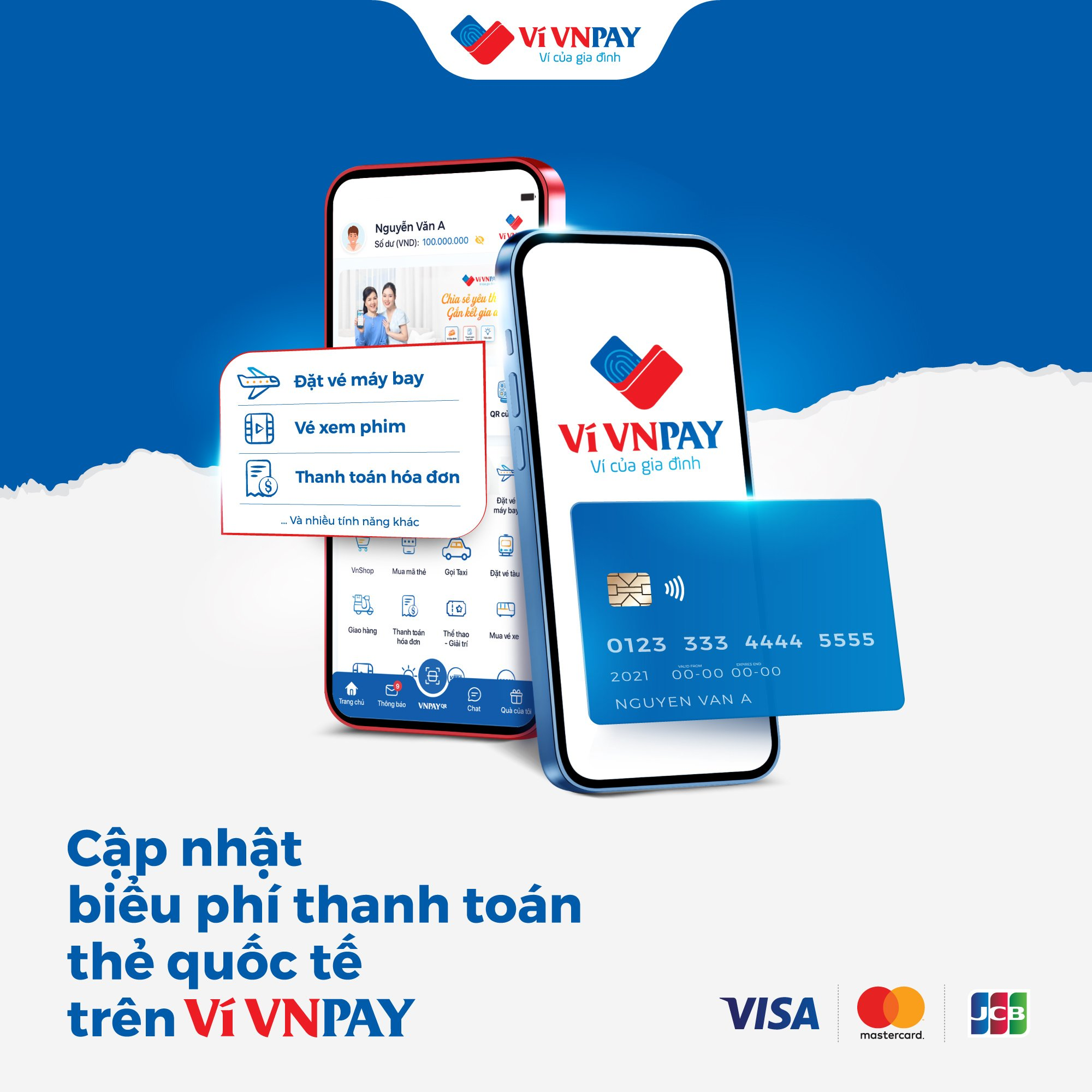 Cập nhật biểu phí thanh toán thẻ quốc tế trên ví VNPAY
