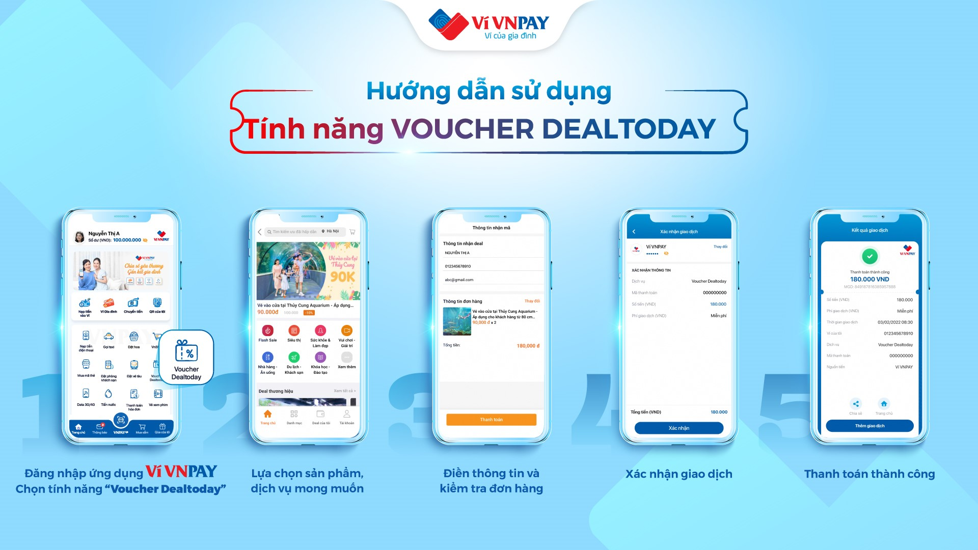 Các bước săn voucher dealtoday trên ví vnpay