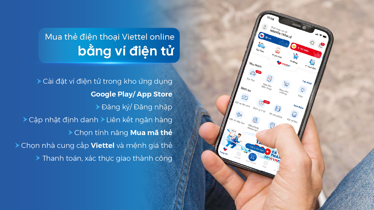 Hướng dẫn mua thẻ điện thoại Viettel online trên ví VNPAY