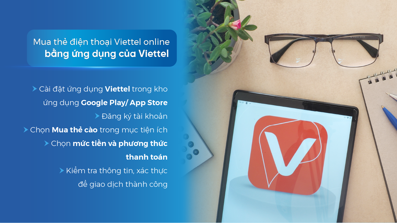 Hướng dẫn mua thẻ điện thoại trên ứng dụng của Viettel