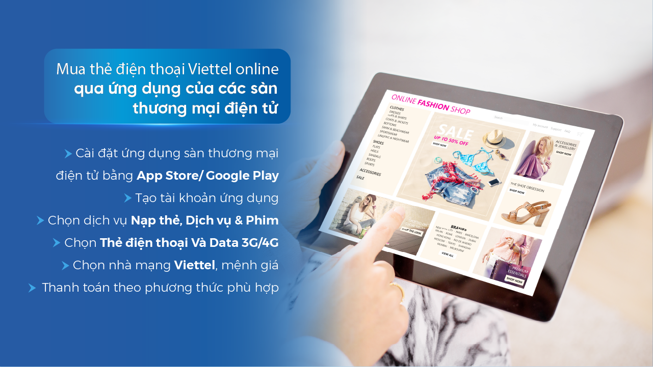 Mua thẻ điện thoại Viettel qua ứng dụng của các sàn thương mại điện tử là lựa chọn lý tưởng với khách hàng yêu thích mua sắm online