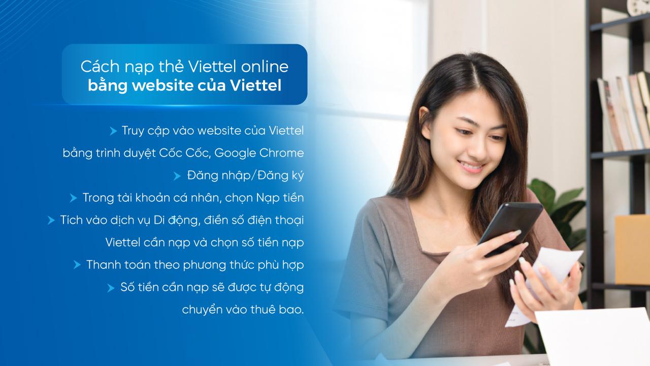 Cách nạp thẻ Viettel online bằng website của Viettel