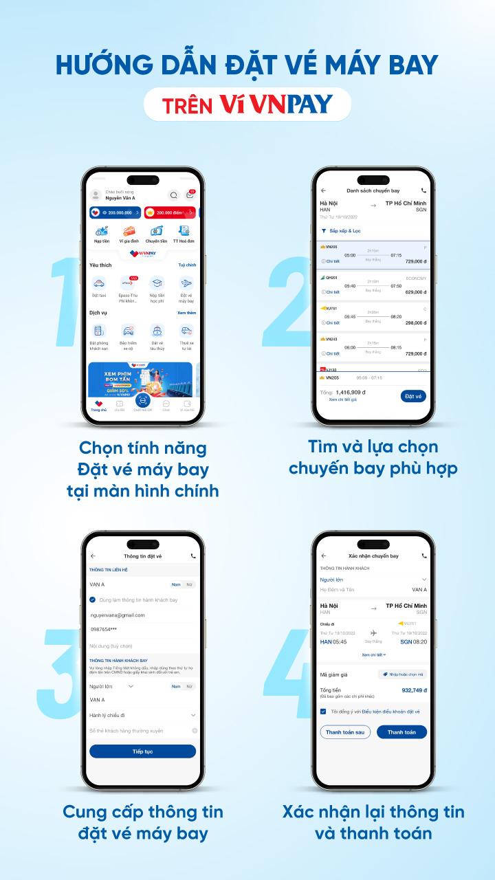 Hướng dẫn Đặt vé máy bay trên ví VNPAY đơn giản - nhanh chóng