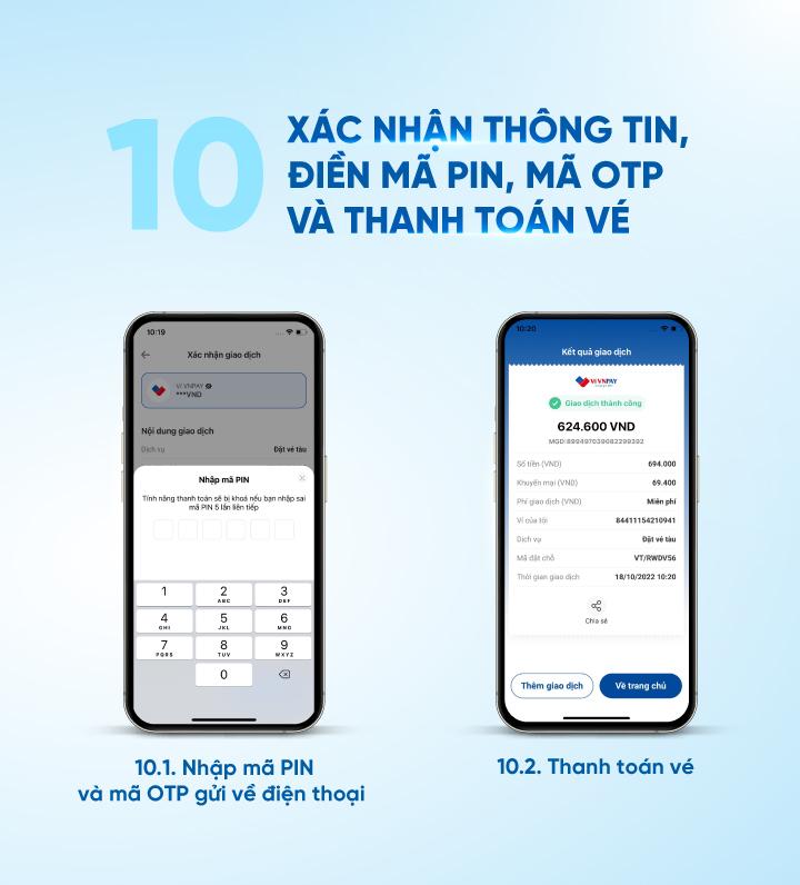 Các bước đặt vé qua ứng dụng của Tổng công ty Đường sắt Việt Nam