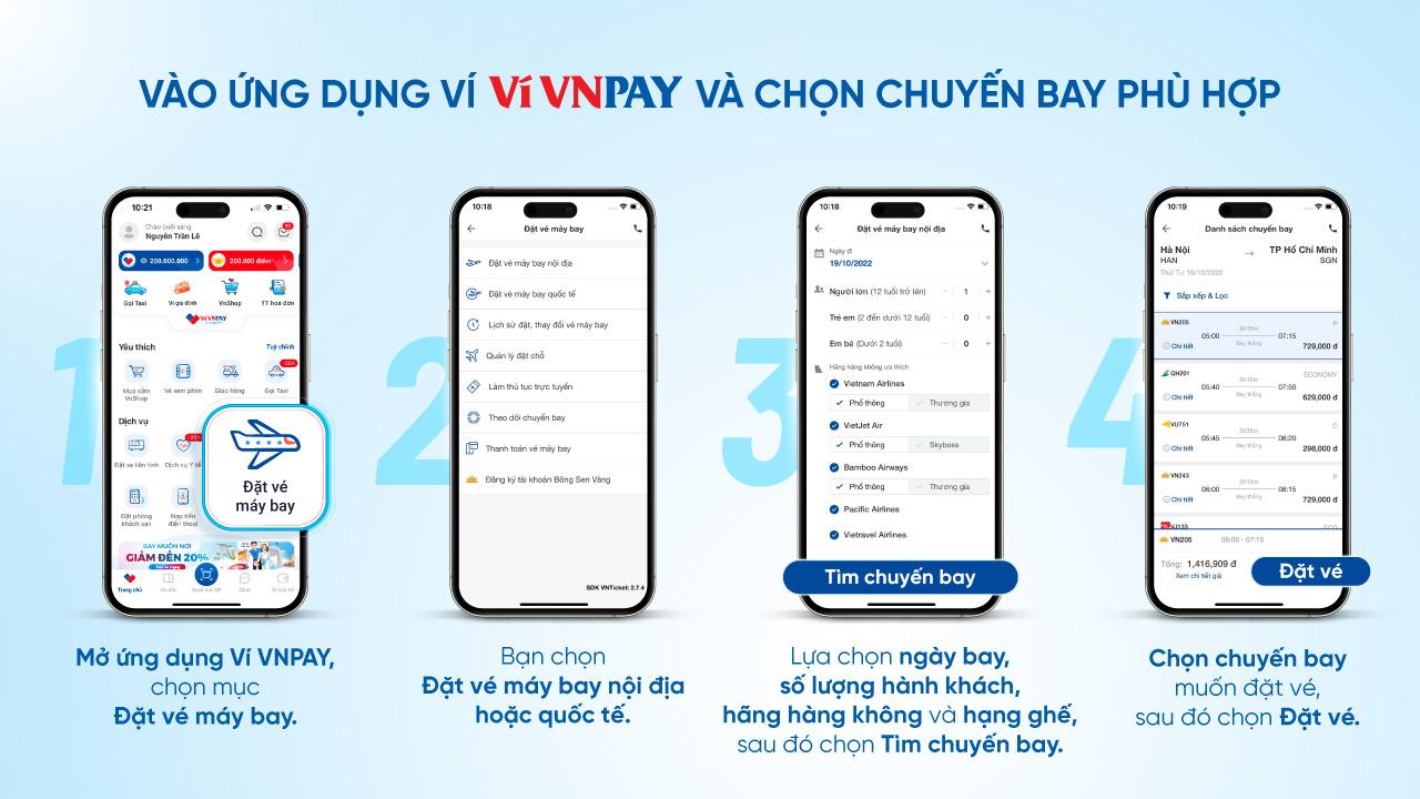 Thao tác tìm chuyến bay online trên ví VNPAY