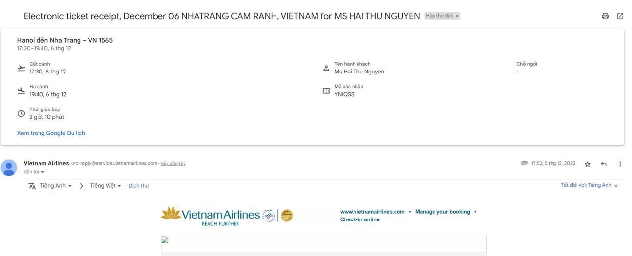 Kiểm tra mã đặt chỗ Vietnam Airlines qua Email đã đăng ký đặt vé được nhiều hành khách lựa chọn vì chỉ cần thực hiện một vài thao tác đơn giản