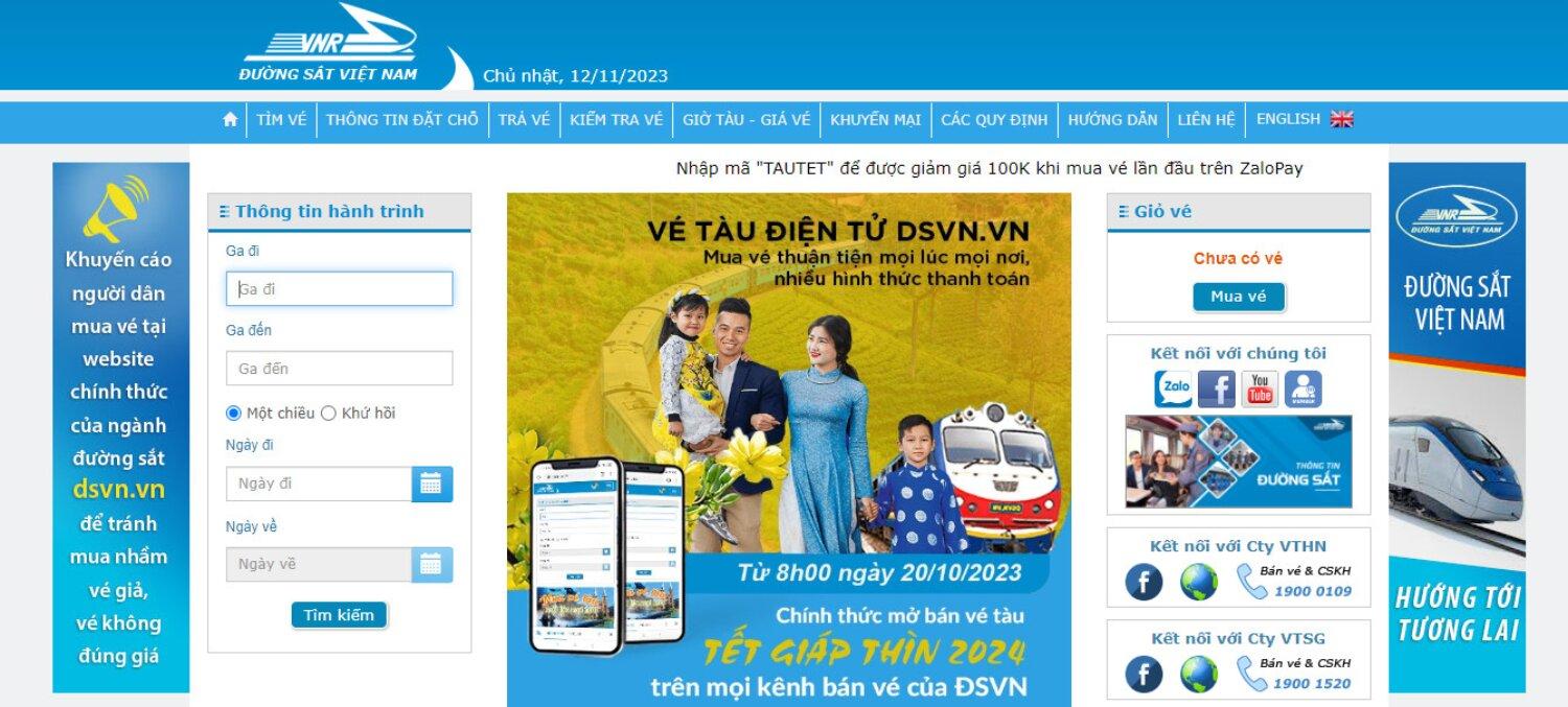 Mua vé tàu giường nằm qua ứng dụng/website của Tổng công ty Đường sắt Việt Nam 