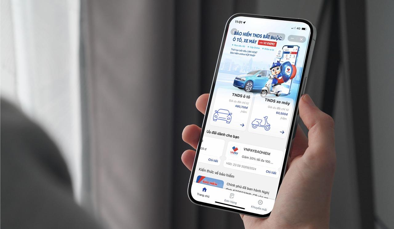 Ứng dụng ví VNPAY cho phép mua bảo hiểm TNDS xe máy, ô tô.