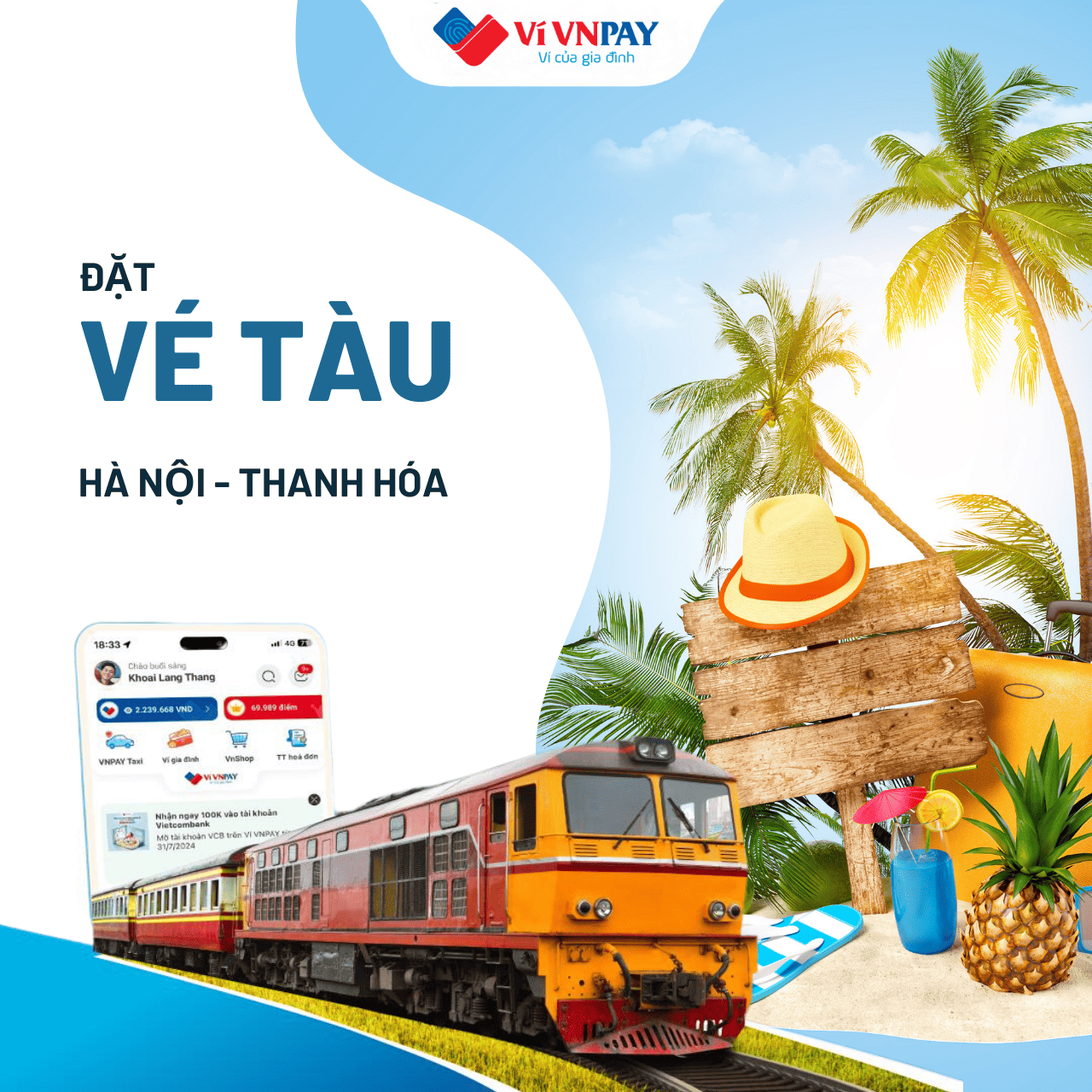 Đặt vé tàu hỏa Hà Nội - Thanh Hóa tiện lợi, nhanh gọn với ví VNPAY