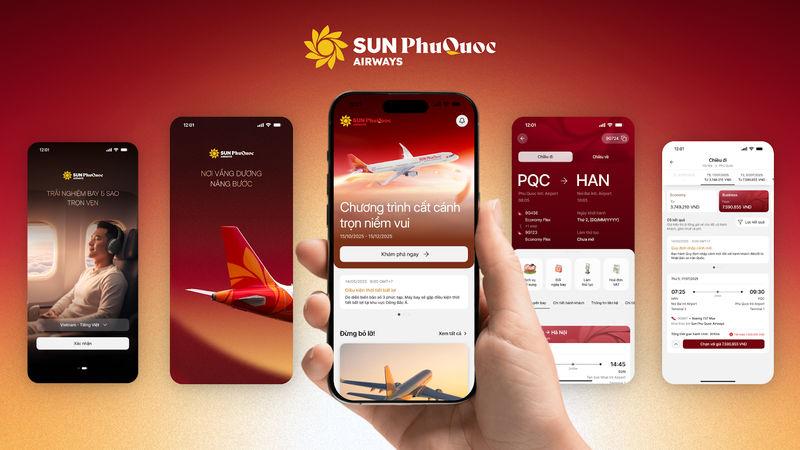 Sun PhuQuoc Airways sở hữu giao diện trực quan, cho phép người dùng dễ dàng đặt vé máy bay (Nguồn: Sun PhuQuoc Airways)