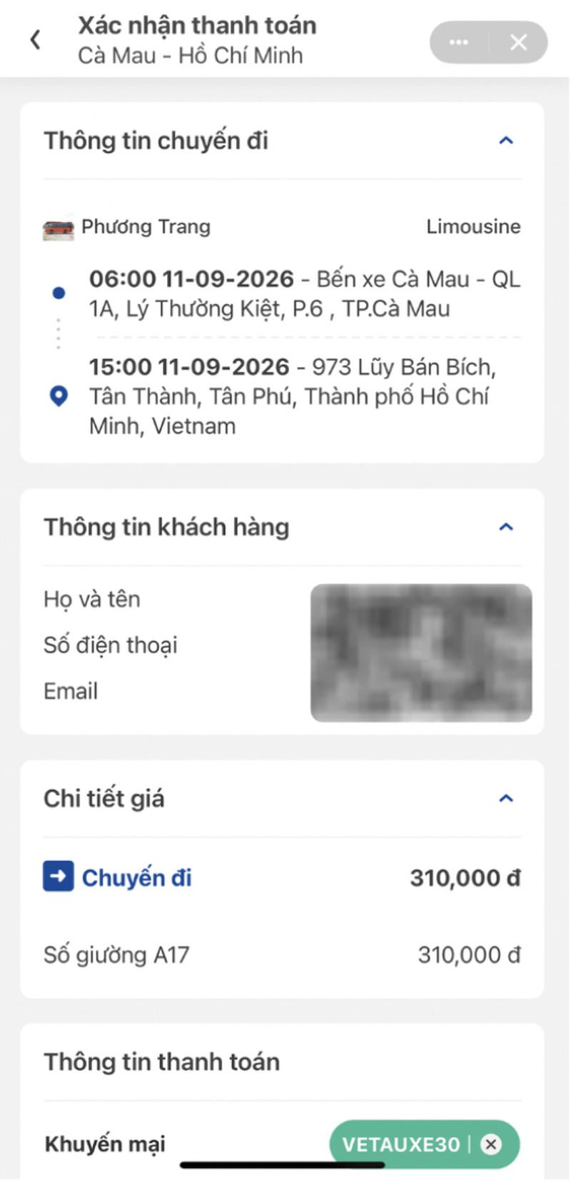 Kiểm tra thông tin và thanh toán