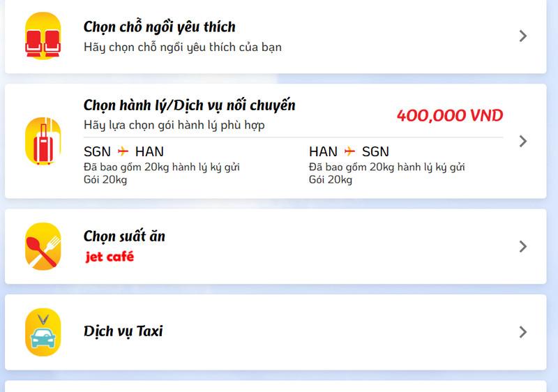 Mua thêm dịch vụ bổ sung