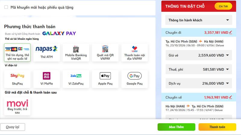 Kiểm tra thông tin và thanh toán