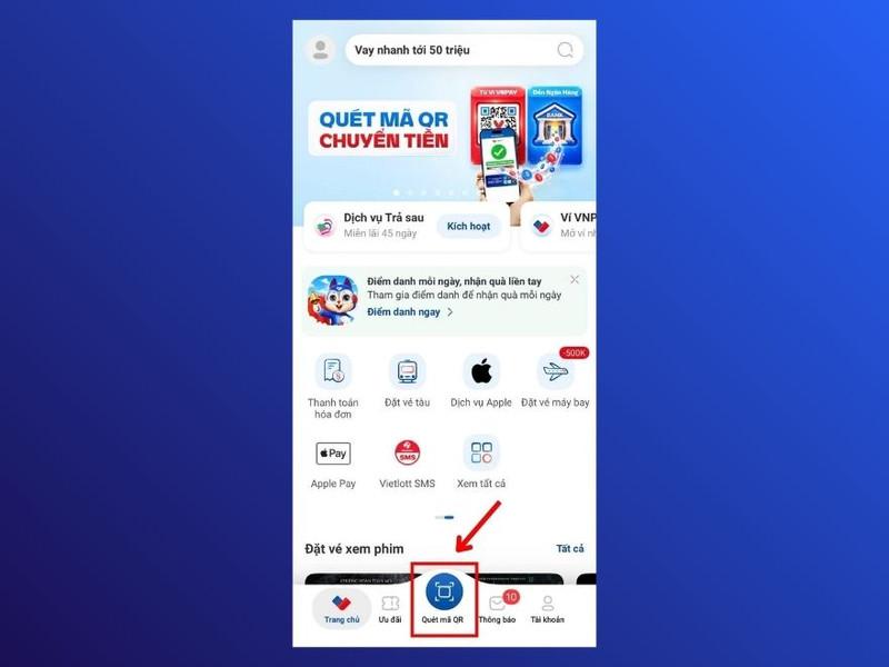 Bấm Quét mã QR