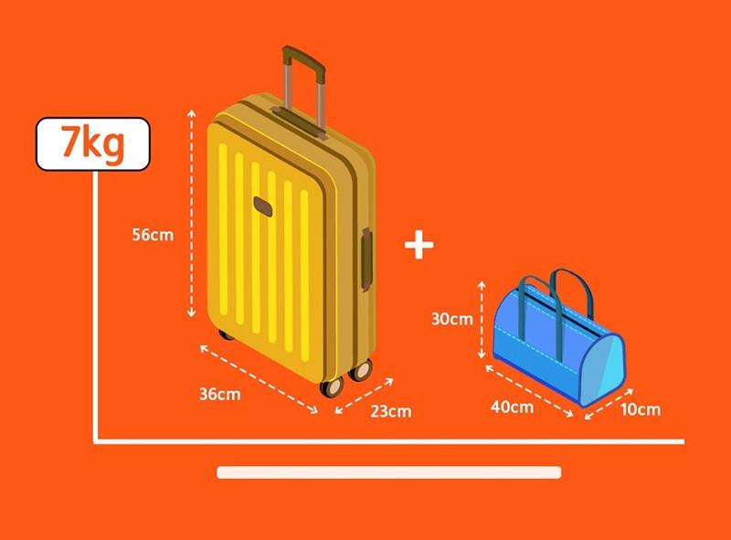 Quy định về kích thước của 7kg hành lý xách tay (Nguồn: queenbus.com.vn)