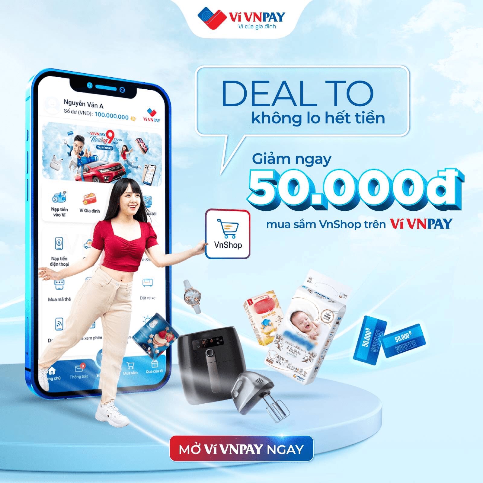 Flash Sale 11/11: Giảm 50.000đ cho hàng loạt đơn hàng online VnShop trên ví VNPAY