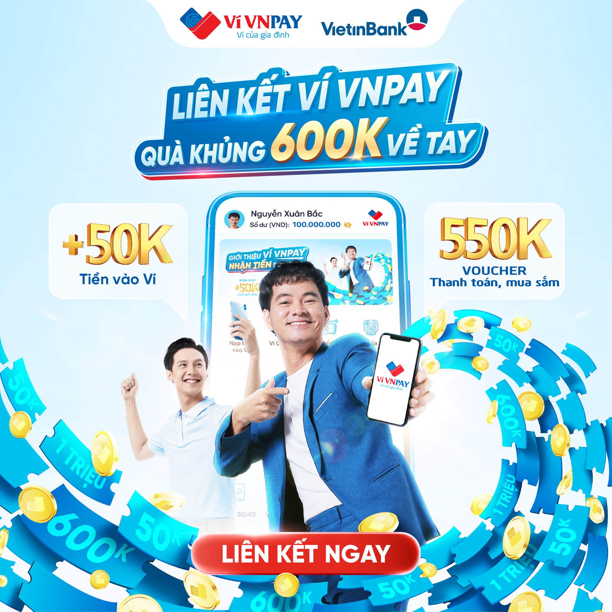 Liên kết ngân hàng VietinBank trên ví VNPAY, quà khủng 600.000 đồng về tay