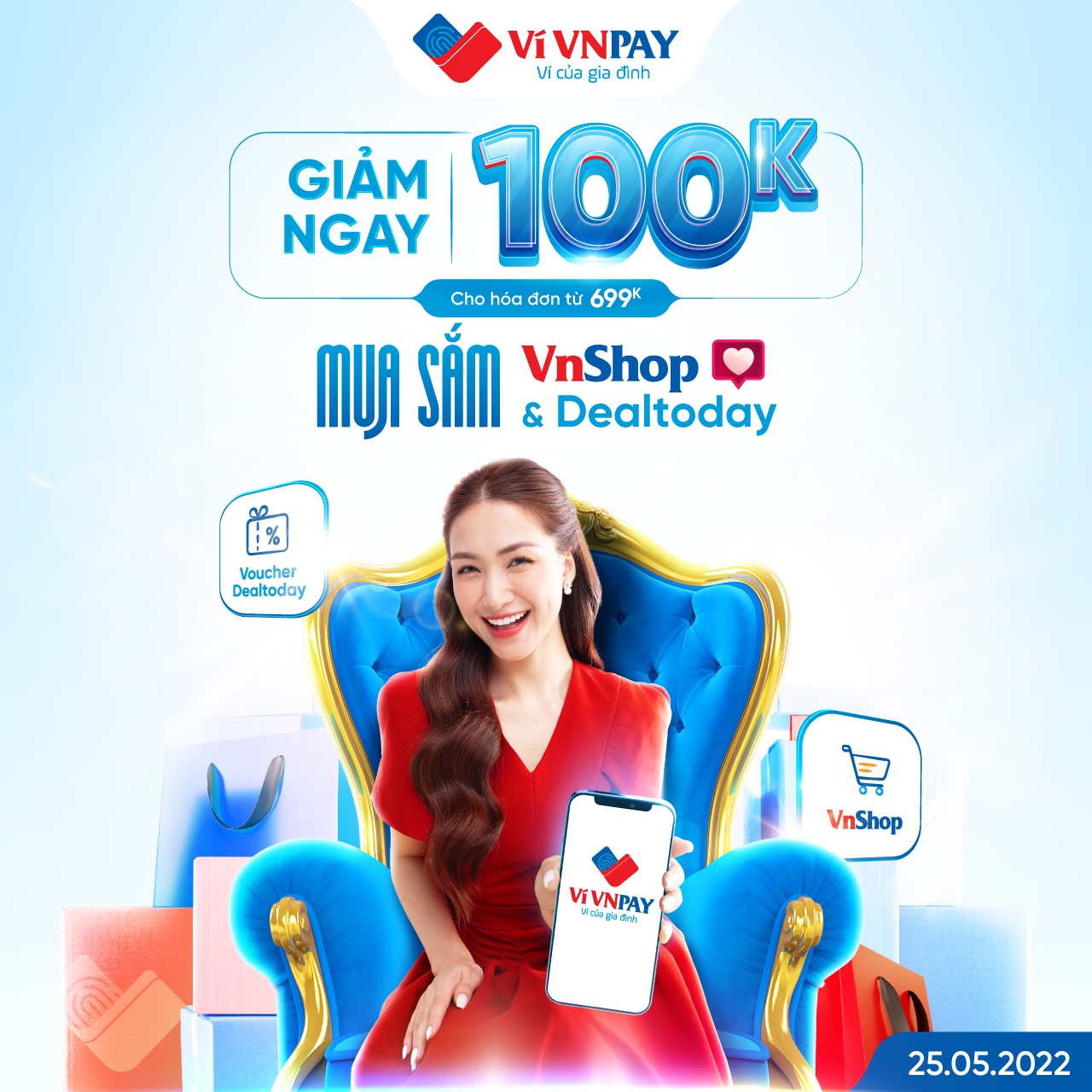 Ví VNPAY “xông xênh” ưu đãi 100.000 đồng cho tính năng VnShop và Dealtoday